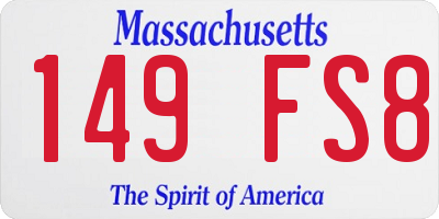 MA license plate 149FS8