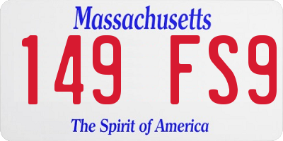 MA license plate 149FS9