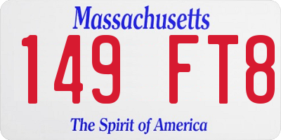 MA license plate 149FT8