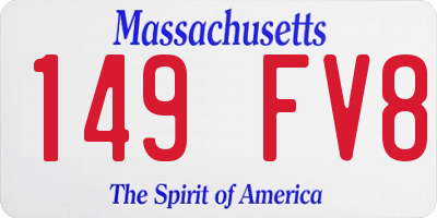 MA license plate 149FV8
