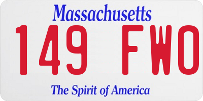 MA license plate 149FW0