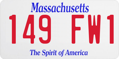 MA license plate 149FW1