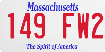 MA license plate 149FW2