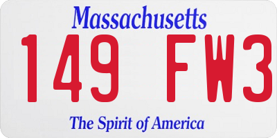 MA license plate 149FW3