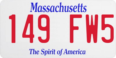 MA license plate 149FW5