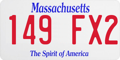 MA license plate 149FX2