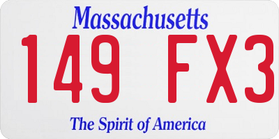 MA license plate 149FX3