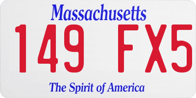 MA license plate 149FX5
