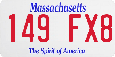 MA license plate 149FX8