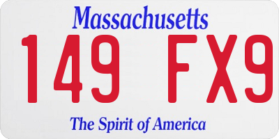 MA license plate 149FX9