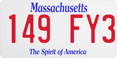 MA license plate 149FY3
