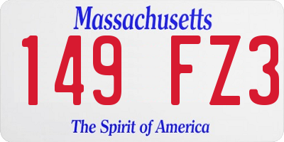MA license plate 149FZ3
