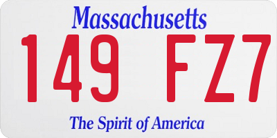 MA license plate 149FZ7