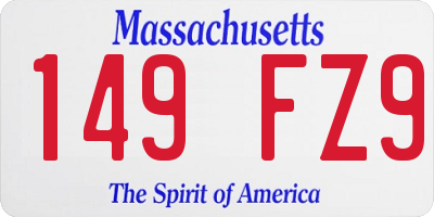MA license plate 149FZ9