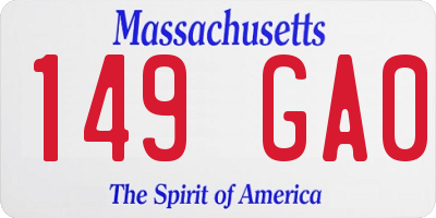 MA license plate 149GA0