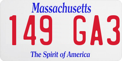 MA license plate 149GA3