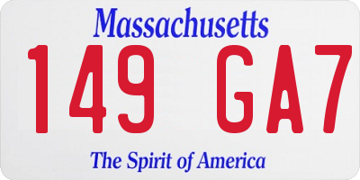 MA license plate 149GA7