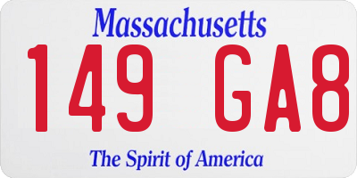 MA license plate 149GA8