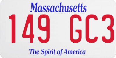 MA license plate 149GC3