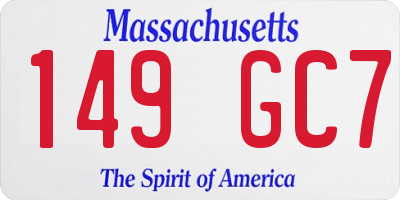 MA license plate 149GC7