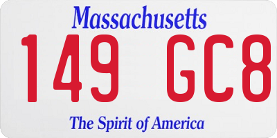 MA license plate 149GC8