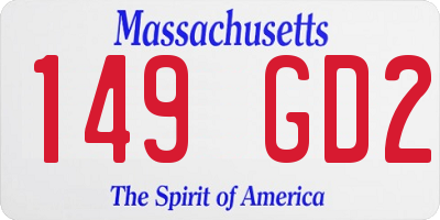 MA license plate 149GD2