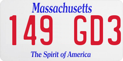 MA license plate 149GD3