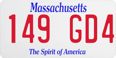 MA license plate 149GD4