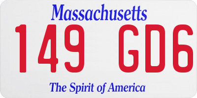 MA license plate 149GD6