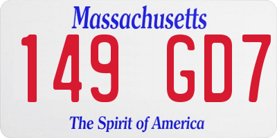 MA license plate 149GD7