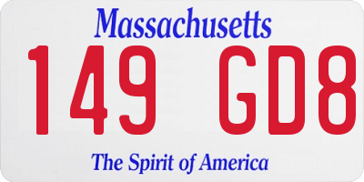MA license plate 149GD8