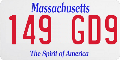 MA license plate 149GD9