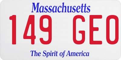 MA license plate 149GE0