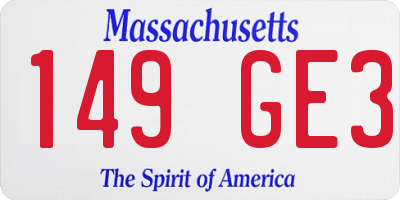 MA license plate 149GE3