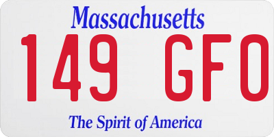 MA license plate 149GF0