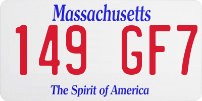MA license plate 149GF7