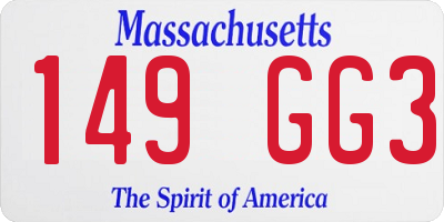 MA license plate 149GG3