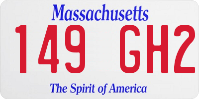MA license plate 149GH2