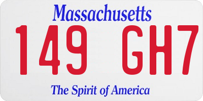 MA license plate 149GH7