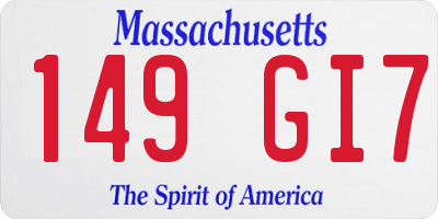 MA license plate 149GI7