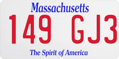 MA license plate 149GJ3