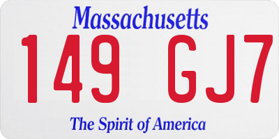 MA license plate 149GJ7