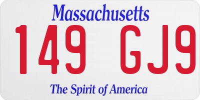 MA license plate 149GJ9