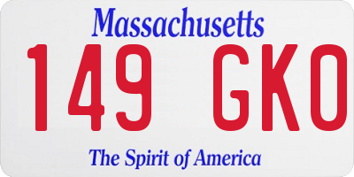 MA license plate 149GK0