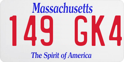 MA license plate 149GK4