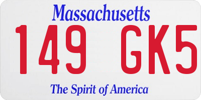 MA license plate 149GK5