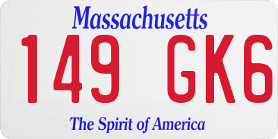 MA license plate 149GK6