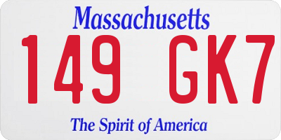 MA license plate 149GK7