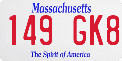 MA license plate 149GK8