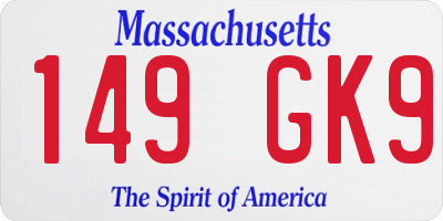 MA license plate 149GK9